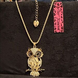 Betsey Johnson Gold and Silver Owl Necklace